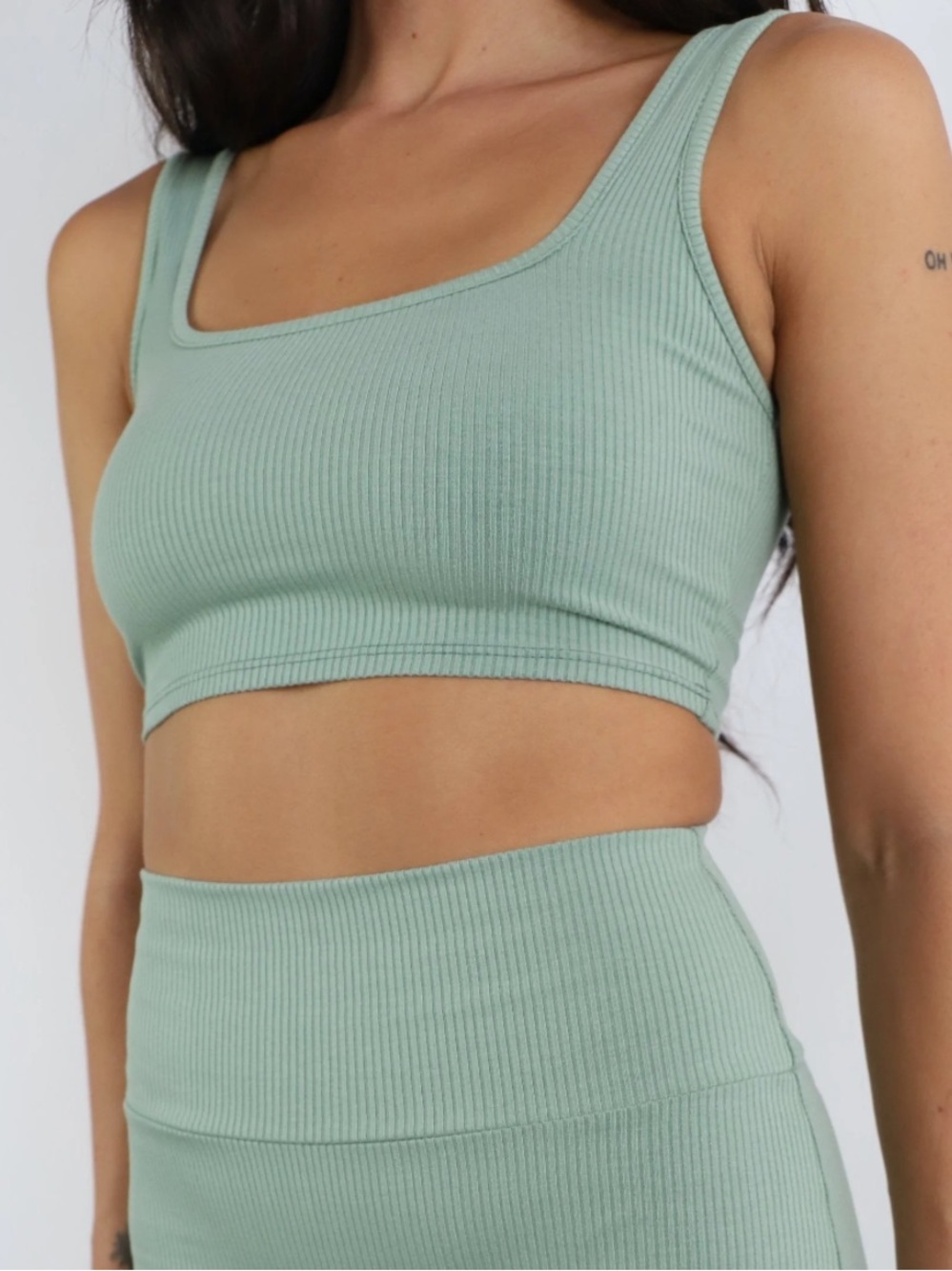 90 Degree By Reflex Sage Ribbed Crop Top
